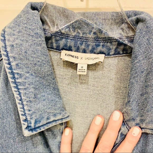 Express x Ladygang Denim Zippered Jumpsuit - Picture 4 of 11